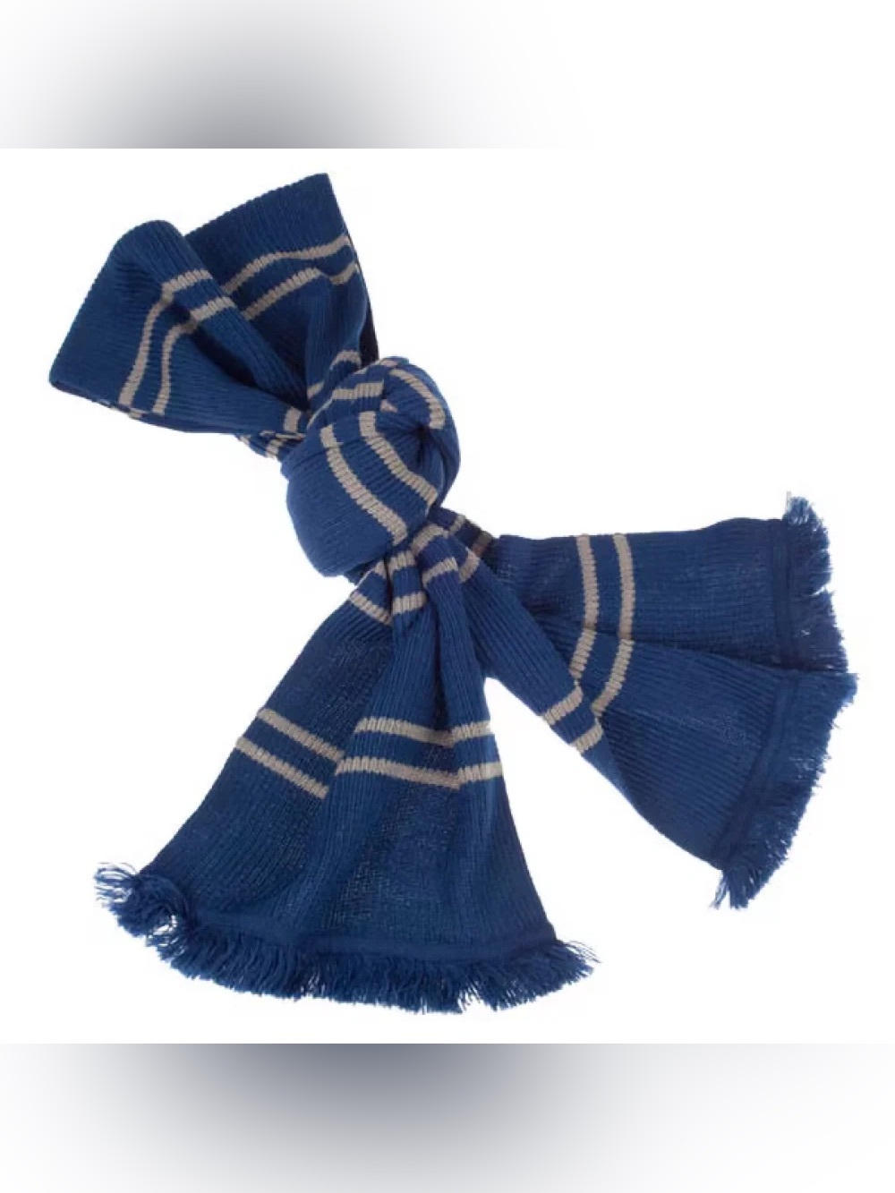 Authentic Harry Potter Ravenclaw Blue and Gray Striped Knit Scarf with Fringe